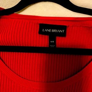 Gorgeous Red pullover sweater with scoop neck and gold button cuff. Size 14/16